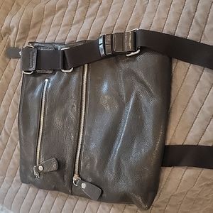Leather soft crossbody big rectangle bag by Margot